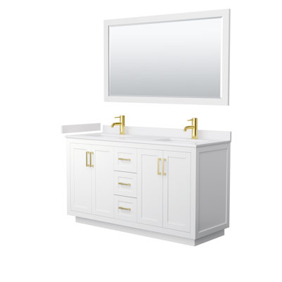 Ensemble de meuble-lavabo double 60 po avec plateau en marbre de culture Miranda