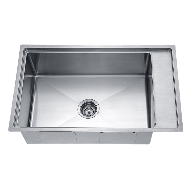30" L x 19" W Undermount Single Bowl 304 Stainless Steel Kitchen Sink With Drainboard