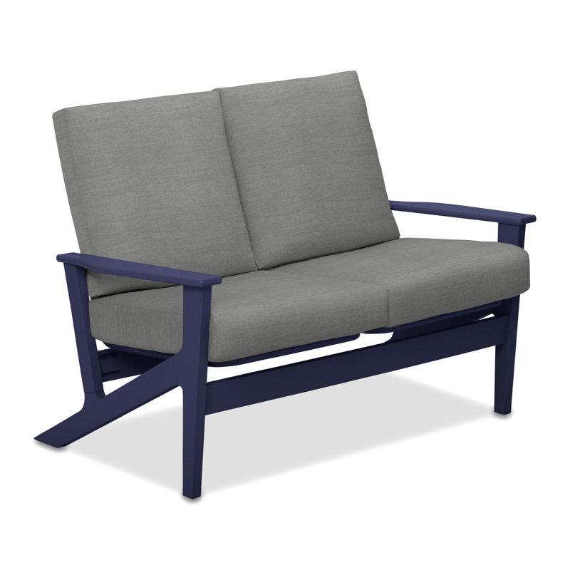 Chrisa 51.5'' Wide Loveseat with Cushions, Graphite, Canvas Granite Sunbrella® Canvas