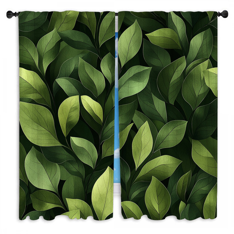 2 panneaux de rideaux à motif de feuilles et de rideaux scandinaves, L 56 po x L 78 po