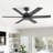 56" Modern Indoor Ceiling Fan with Remote Control, 6-Blade Ceiling Fan with Quiet Reversible DC Motor, Black & Walnut Finish-129389764