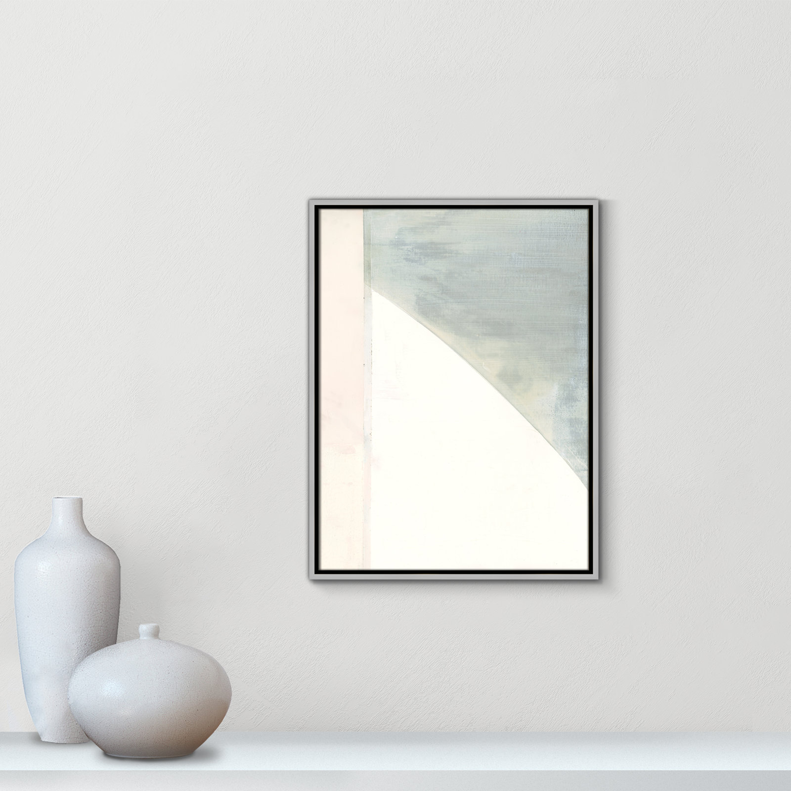 Alexandria "In Neutral I" Painting by Cartissi, Silver Framed Canvas, 25.5" H x 19.5" W x 2" D