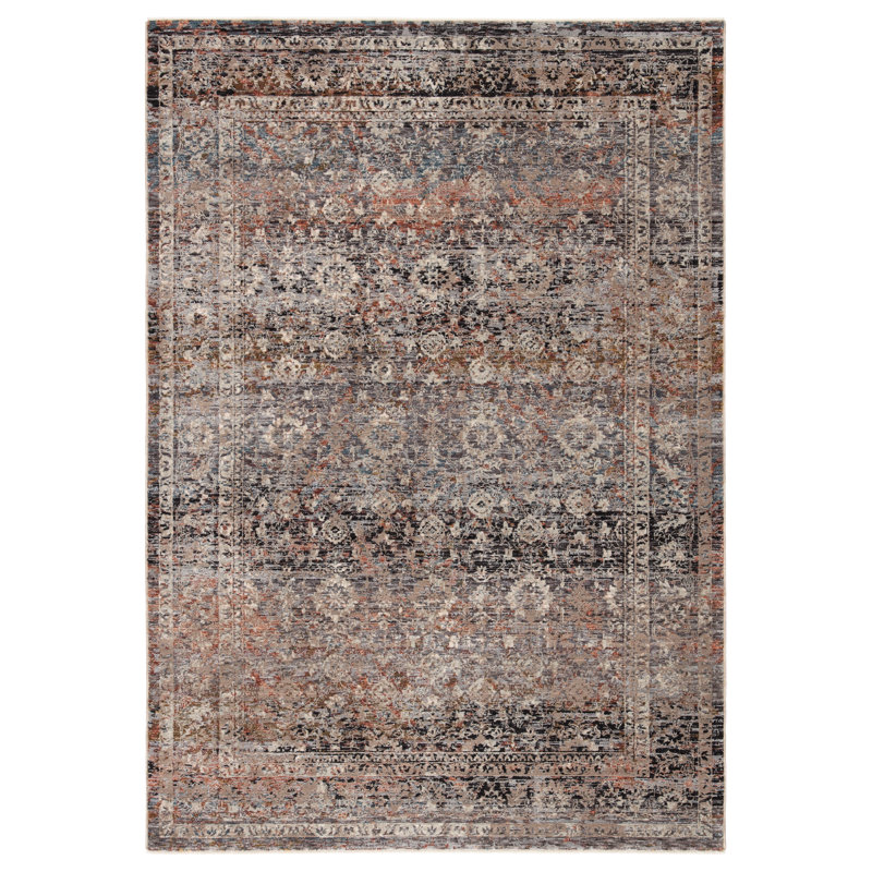 Oriental Jet Black/Aragon/Natural Area Rug, Rectangle 6' x 9'