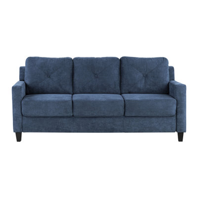 3 Seater In Navy Chenille - Model With Wood Frame, Luxurious Upholstery For Comfort, Tight Back And Seat Cushions A Streamlined Look, Long-Lasting Pocket Coil Seat, D25 Foam Density Seating