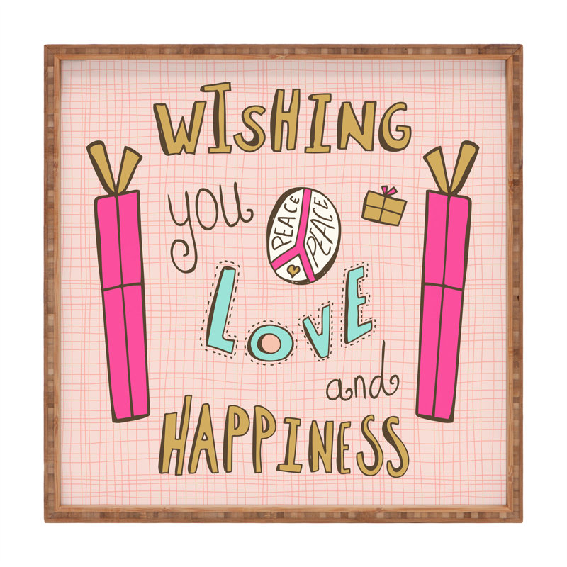 Plateau de paix amour et bonheur Henninger, H 14 po x l 18 po x P 1,75 po