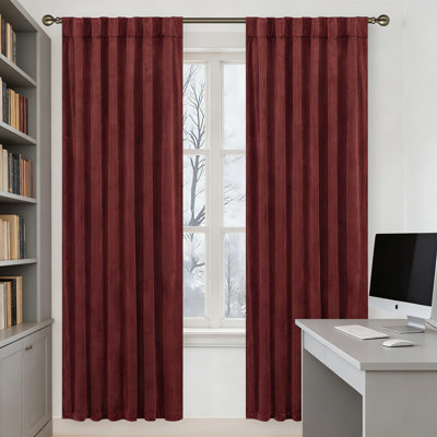 Velvet Curtains, Burgundy Red Thermal Insulated Blackout Curtains