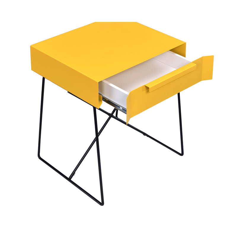 Table de bout avec rangement Emig, Jaune