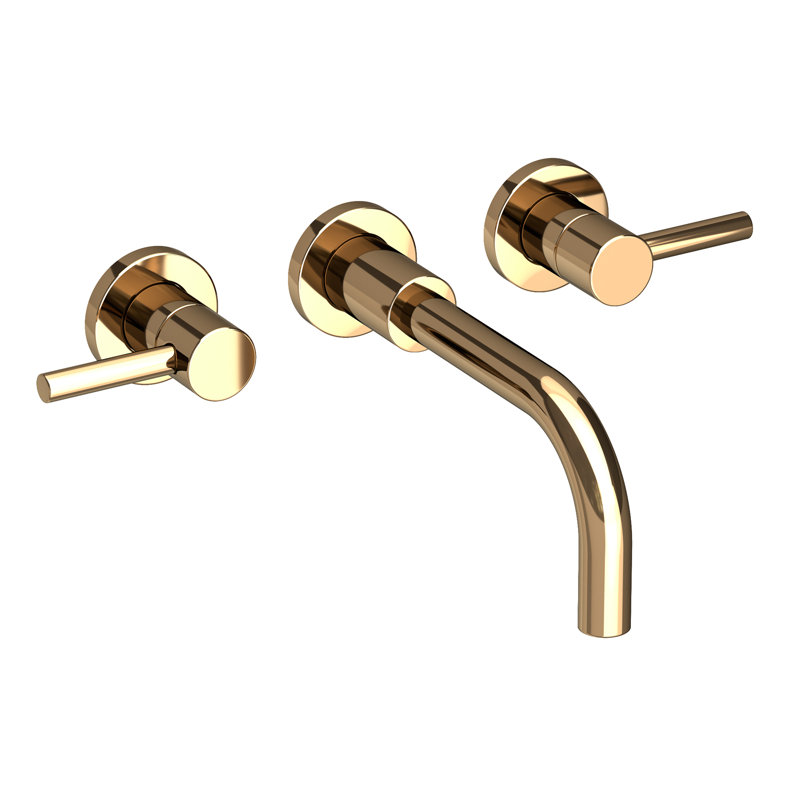 East Linear Wall Mount Bathroom Faucet, French Gold