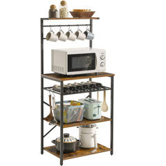 Humayd 85.85Cm Wood Standard Baker's Rack with Microwave Compatibility Blue Elephant Colour: Black/Rustic Brown