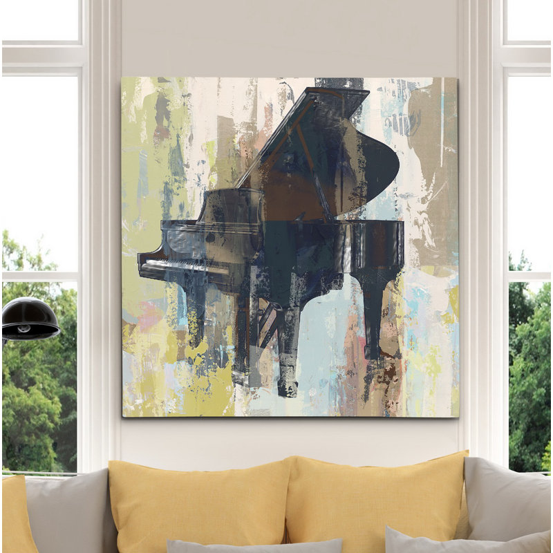 " Bluebird Piano ", 40" H x 40" W x 1.5" D, Wrapped Canvas
