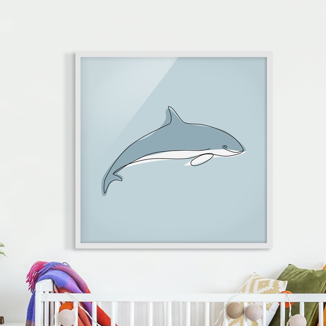 Picture With Frame - Dolphin Line Art - Square 1:1