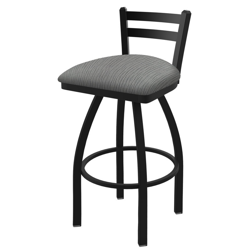 411 Jackie Low Back Swivel Bar & Counter Stool, Black Wrinkle, Counter Stool (25" Seat Height), Fabric-Graph Alpine