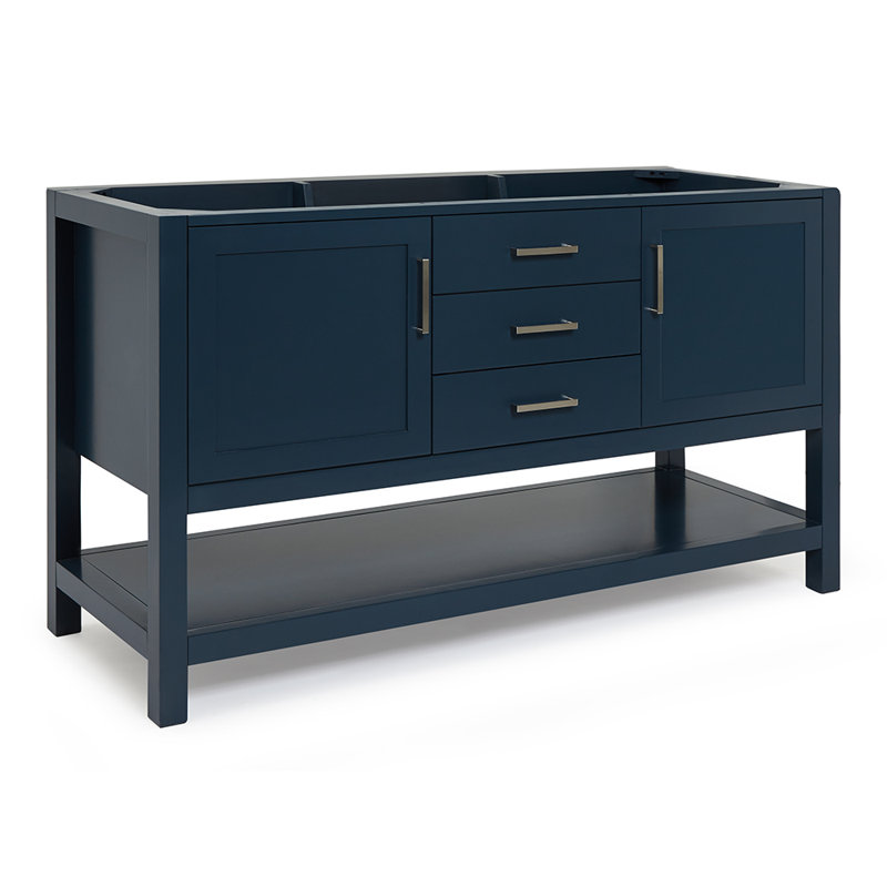 Bayhill 60'' W Double Bathroom Vanity Base, Blue