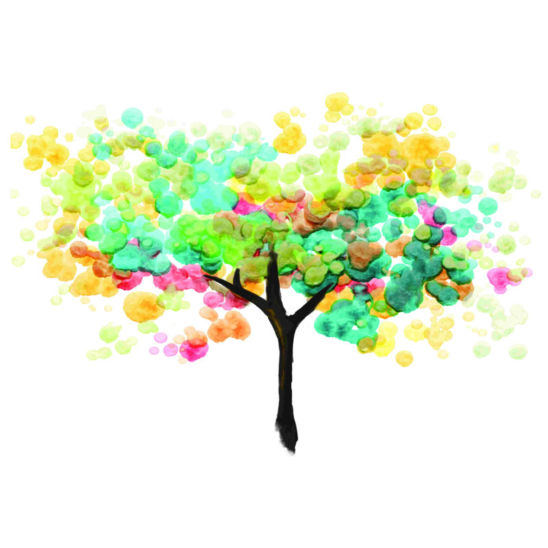 Arbre 2 - peinture sur toile tendue, H 12 po x l 18 po