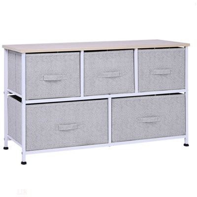 5 Drawer Horizontal Storage Cube Dresser, Accent Chest, Entryway Cabinet, Accent Cabinet