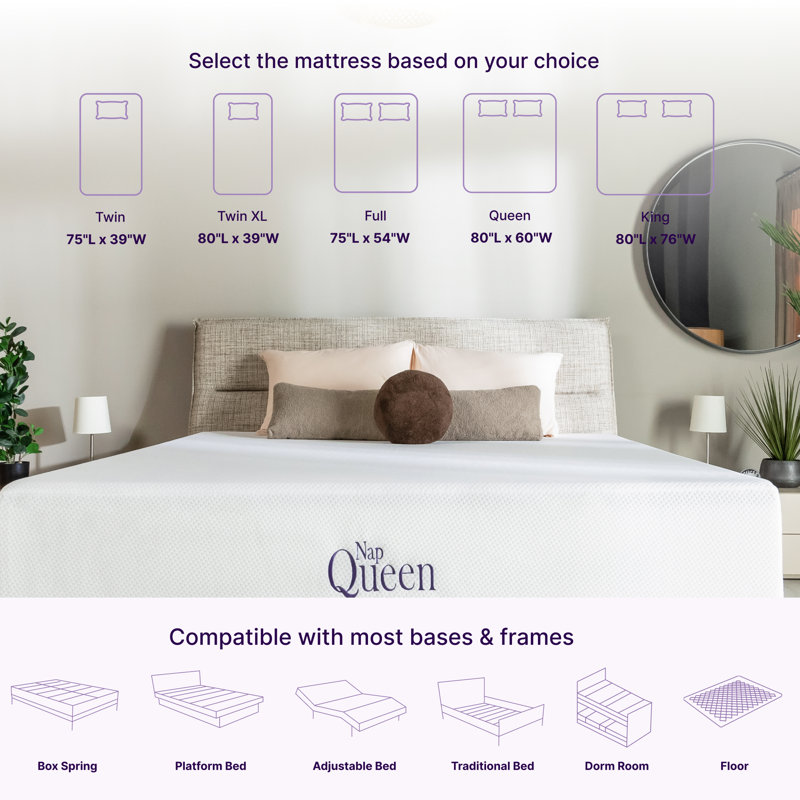 NapQueen Elizabeth Twin XL 8" Gel Memory Foam Adjustable Mattress