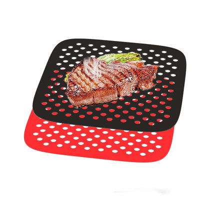Ensemble de 2 tapis de friteuse à air en silicone, accessoires de friteuse antiadhésive réutilisables carrés de 7,2 pouces