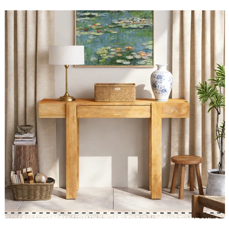 Rustic Minimalist Petya with Hidden Drawer and Built-in Power Outlet for Modern Living Spaces., Natural