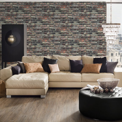 The Bricks and More Brickshire Residents Motif 10.05m x 53cm Matte Wallpaper Roll