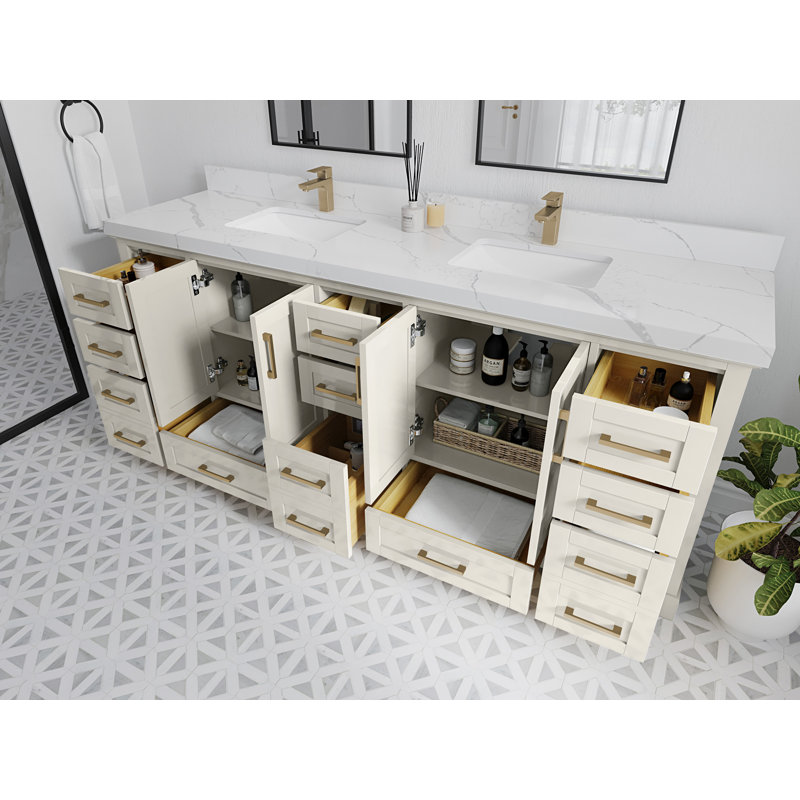 84 po Boston X P 22 po Meuble-lavabo double D, Laiton Berkshire