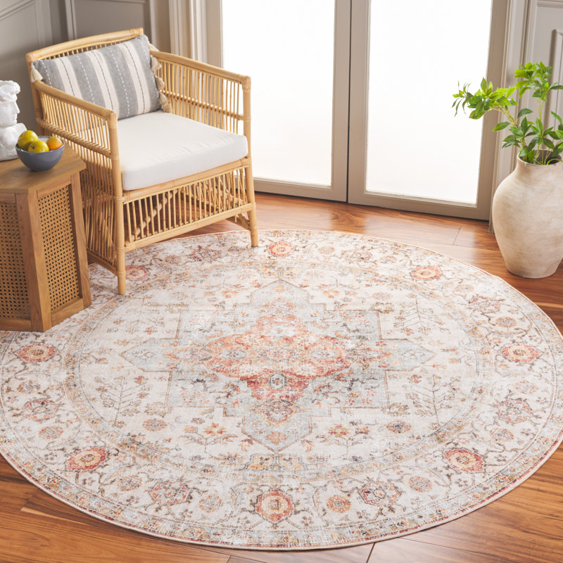 Shealin Machine Washable Performance Oriental Rug, Round 6'