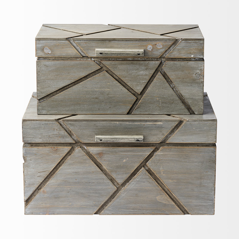 Ensemble de 2 boîtes en bois massif