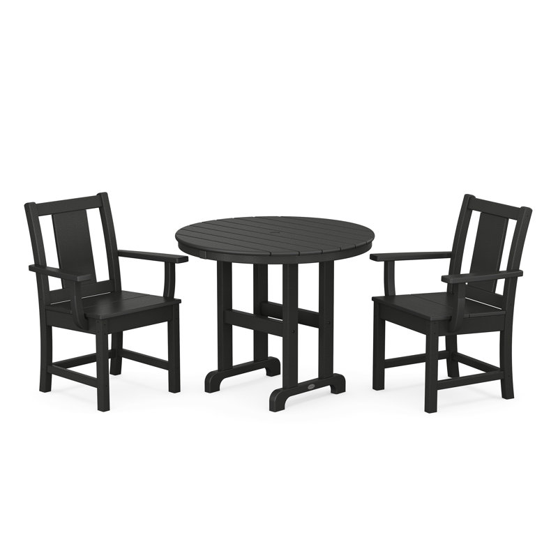 Prairie 3-Piece Farmhouse Dining Set, Black
