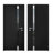 Front Exterior Prehung Steel Door / Cynex 6777 Black / Stainless Inserts Single Modern Painted-W36" x H80"-Left-hand Inswing-93484011-93484013-93484037