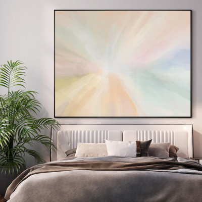 Abstrait doux lever de soleil pastel paysage rêveur très grand encadré impression d'art mural (assemblage de cadre requis)