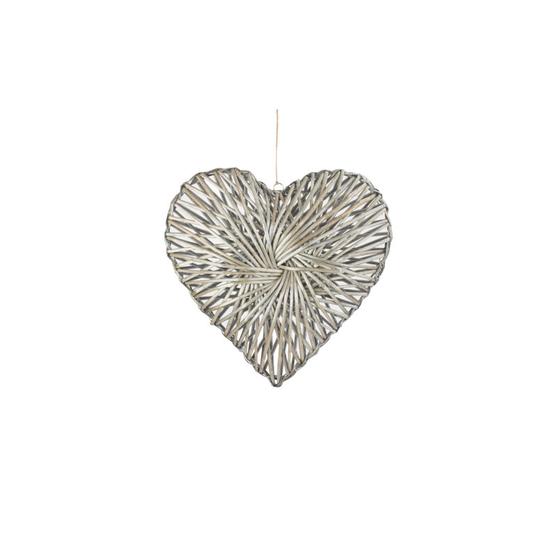 Wicker Heart Shaped Wreath, 36cm H x 39cm W x 9cm D