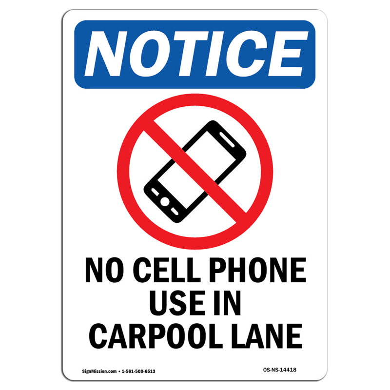 No Cell Phone Use Sign with Symbol
