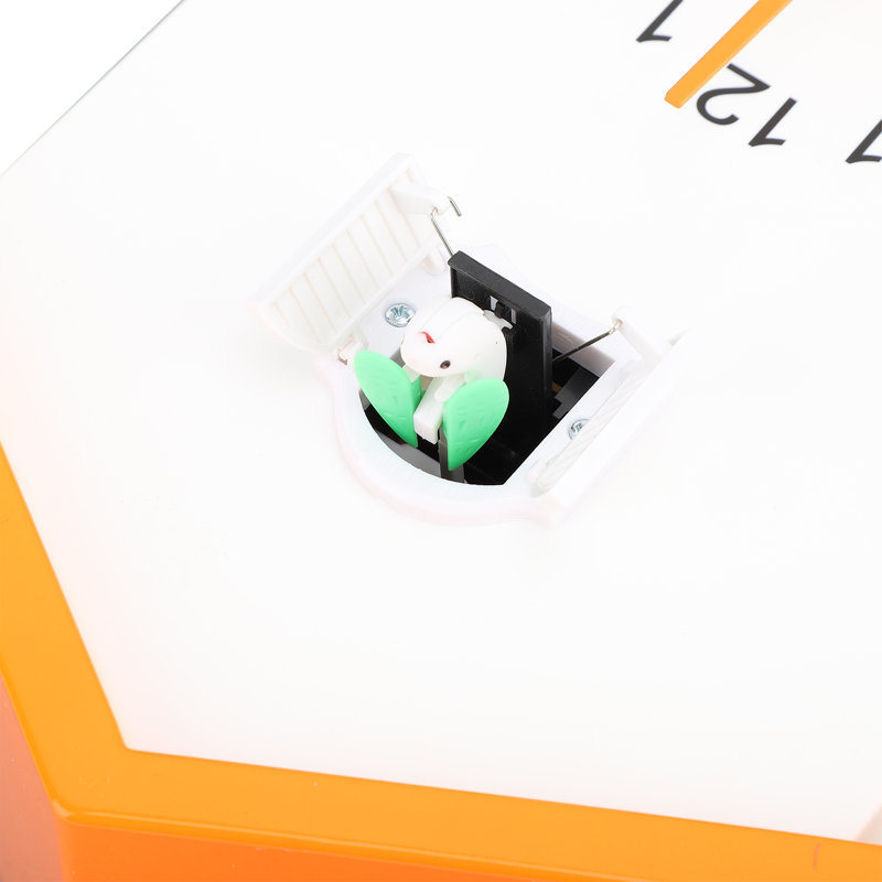 Horloge murale en forme de maison d'oiseau avec fonction vocale et pendule décoratif élégant pour bureau, chambre, salon, toit orange