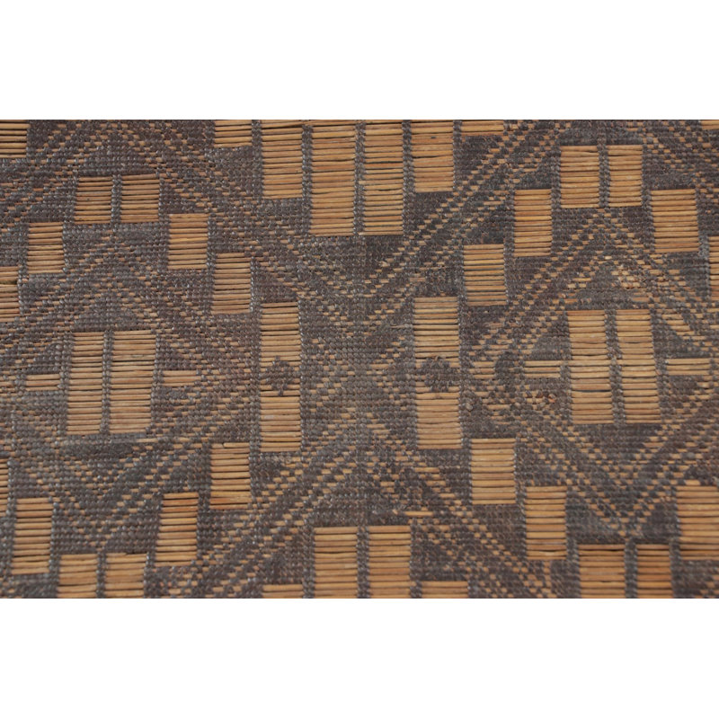 Vintage Tuareg Mat In Brown And Beige With Diamond Geometric Patterns