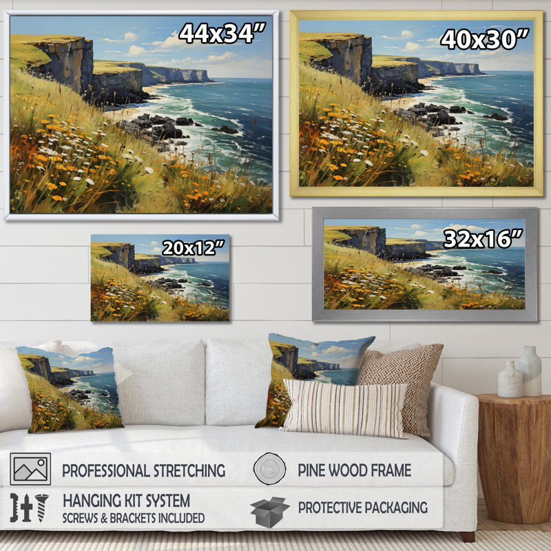 Alexyz Falaises côtières françaises de Normandie I - reproduction, 24" H x 32" W, Cadre flottant doré
