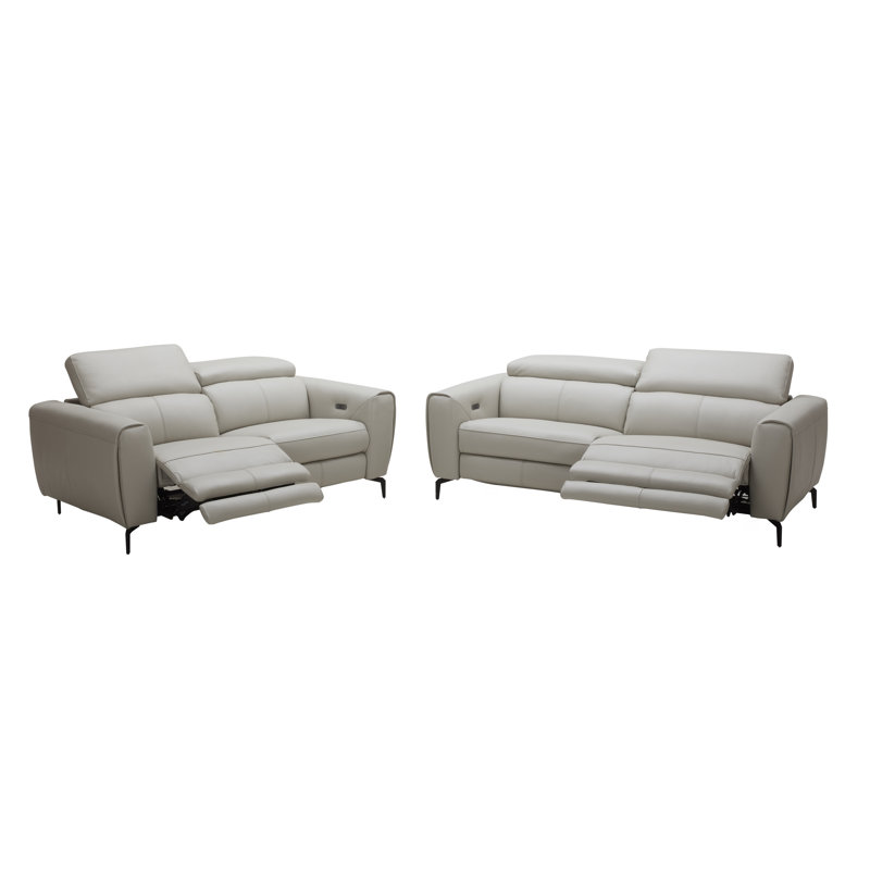 Genuine Leather Square Arm Reclining Sofa, 30" H x 70" W x 41" D , Gray Top Grain Leather