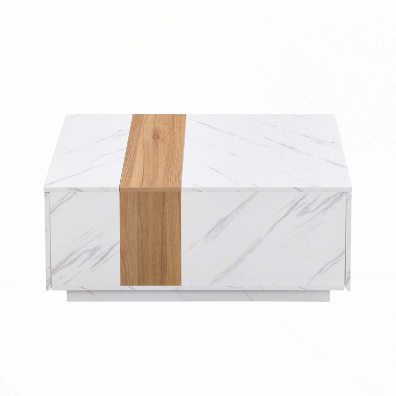 Coffee Table with 2 Storage Drawers,Practical Cocktail Table for Living Room, White