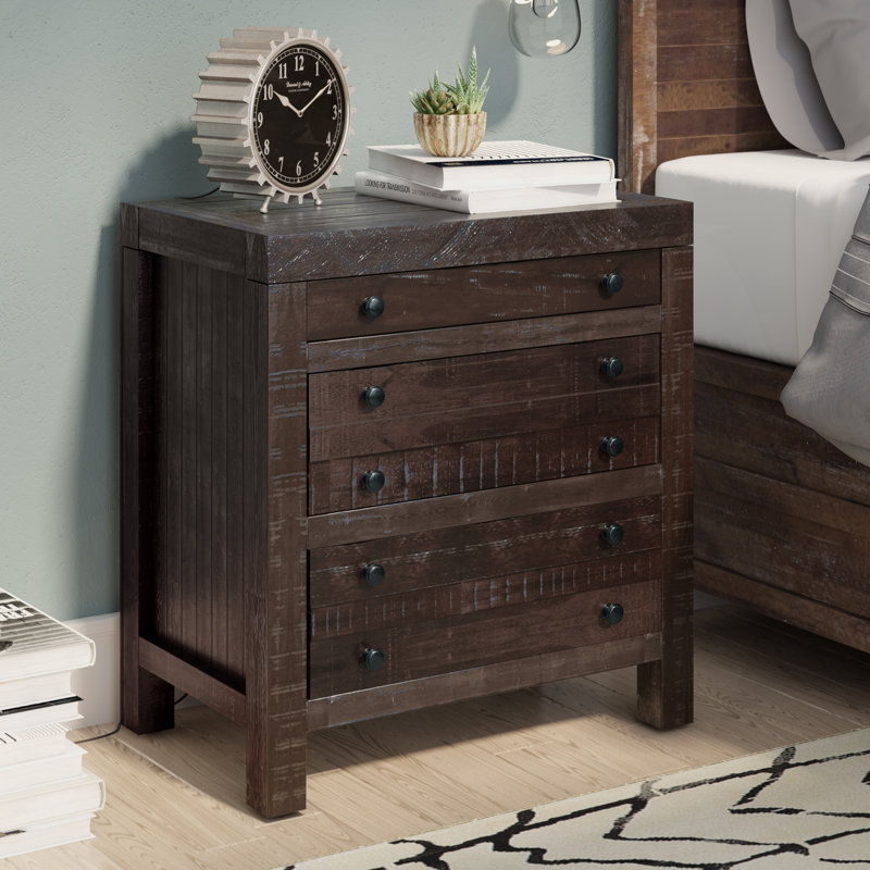 Acres 68.58cm W Solid Wood Bedside Table
