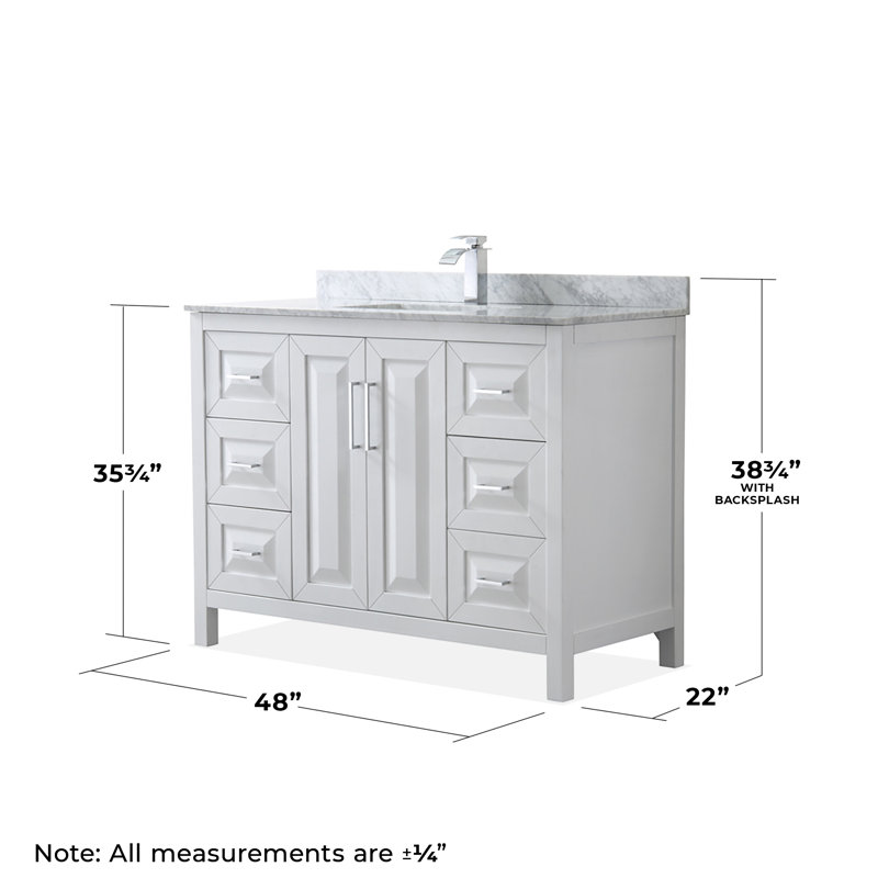 Daria 48'' W Single Vanity, White, Polished Chrome