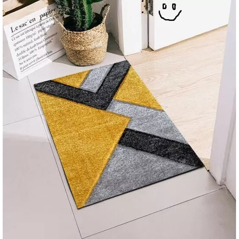60 x 110 cm Indoor Door Mat, Yellow/Grey
