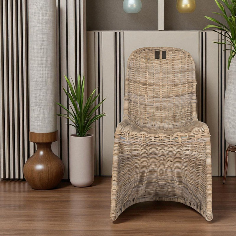 38'' H Classic Woven Rattan Side Chairs – Stylish & Durable Zigzag Pattern Dining Chairs (Set of 2)