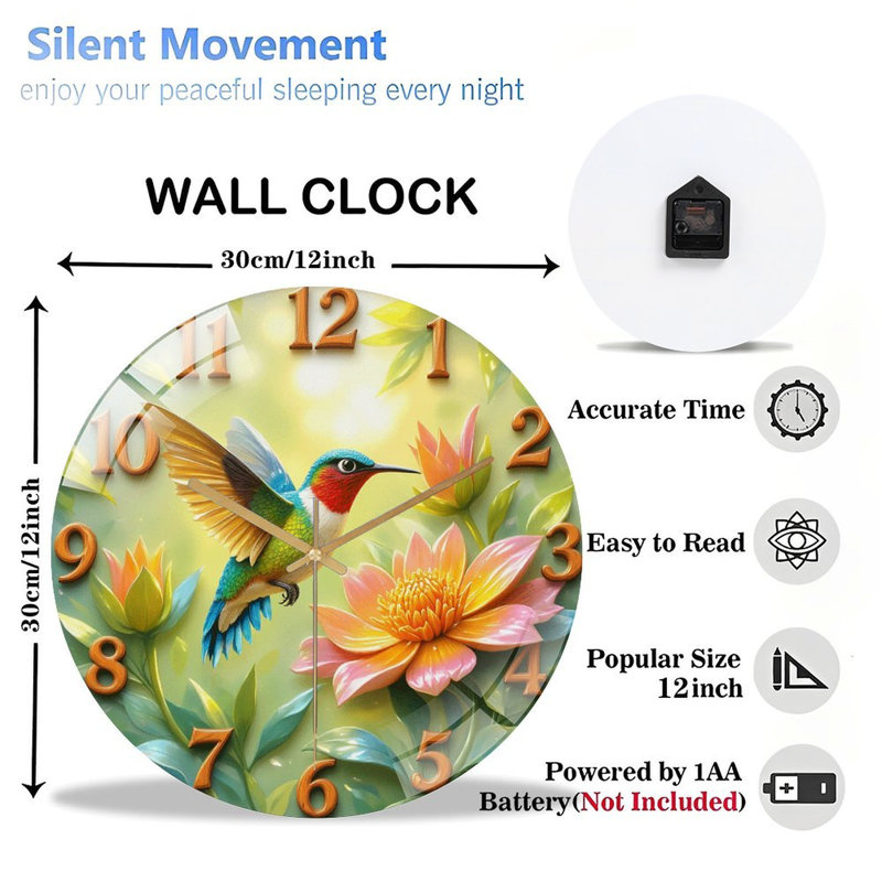 Horloge murale colibri 12 po