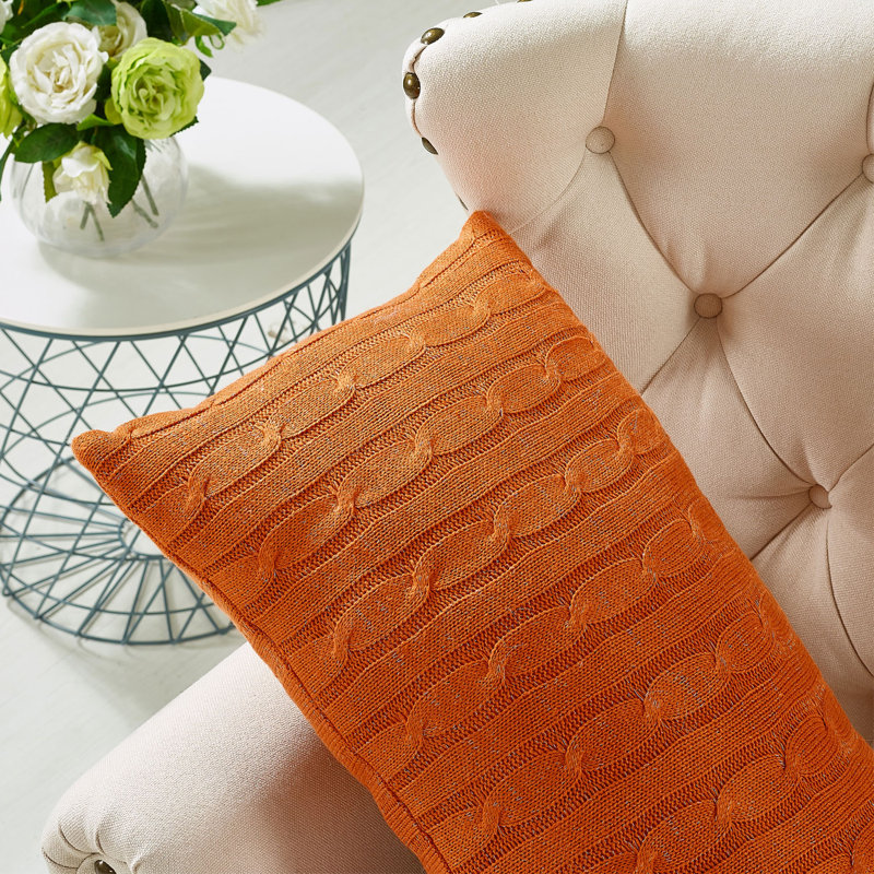 Rectangular Lumbar Cushion Cover, Burnt Orange