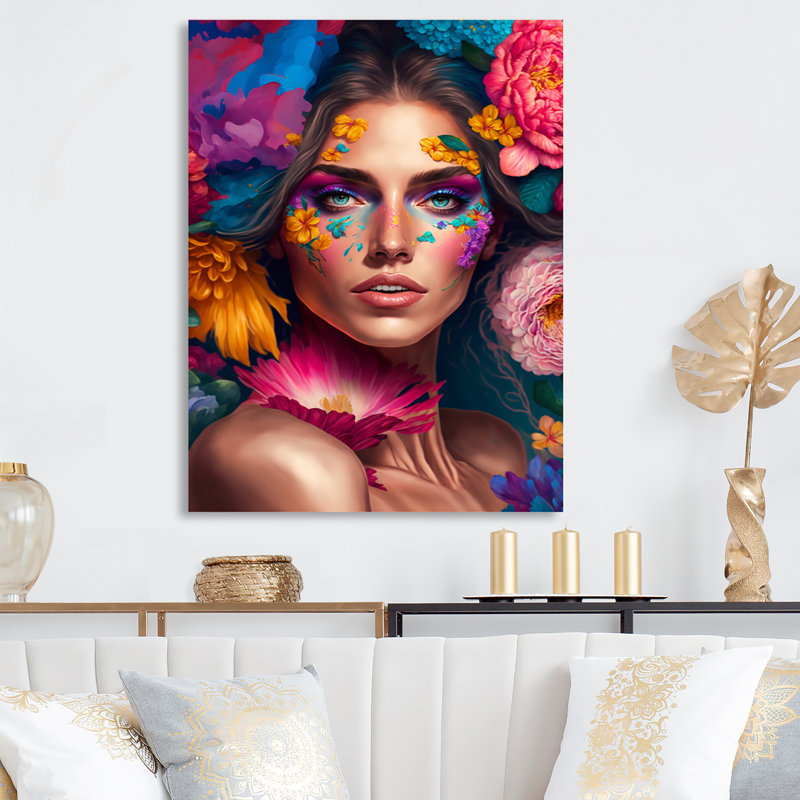 Décoration murale florale sensuelle femme IV - Glam contemporain en métal, H 40 po x l 30 po x P 1 po