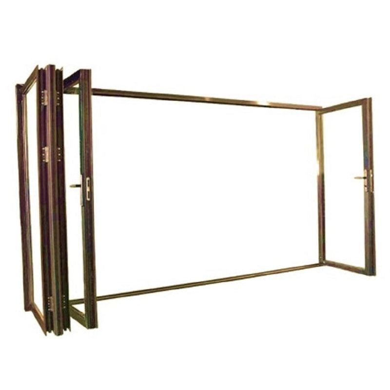 Portes de patio pliantes en aluminium, S'ouvre à gauche vers l'extérieur, Bronze, H 84 po x l 120 po