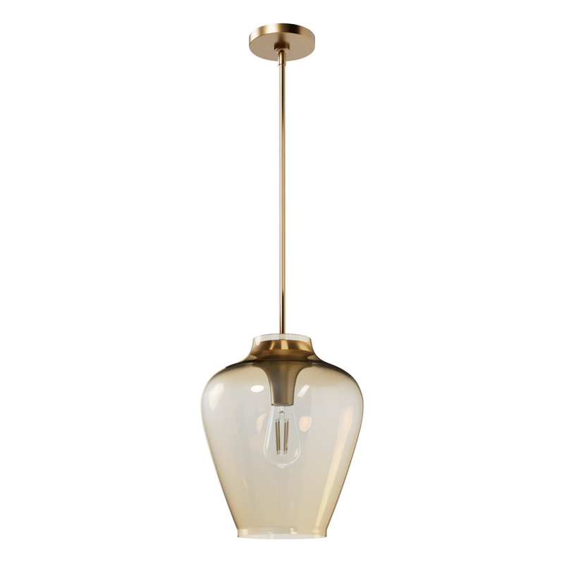 Kedzior 1 - Light 12 inch Single Teardrop Pendant, Brown, Gold