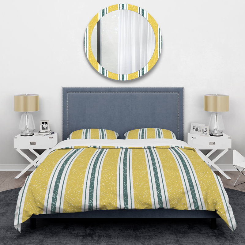 Ensemble de housse de couette en microfibre blanc / jaune 2 pièces, Housse de couette simple + 1 taie décorative stan