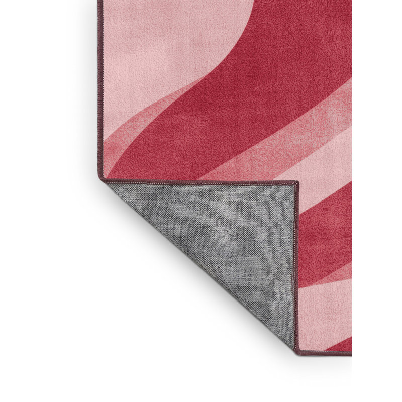 Machine Washable Rhawnhurst Valentines Modern & Contemporary Abstract Rug in Pink – Rose Binding, 2x4