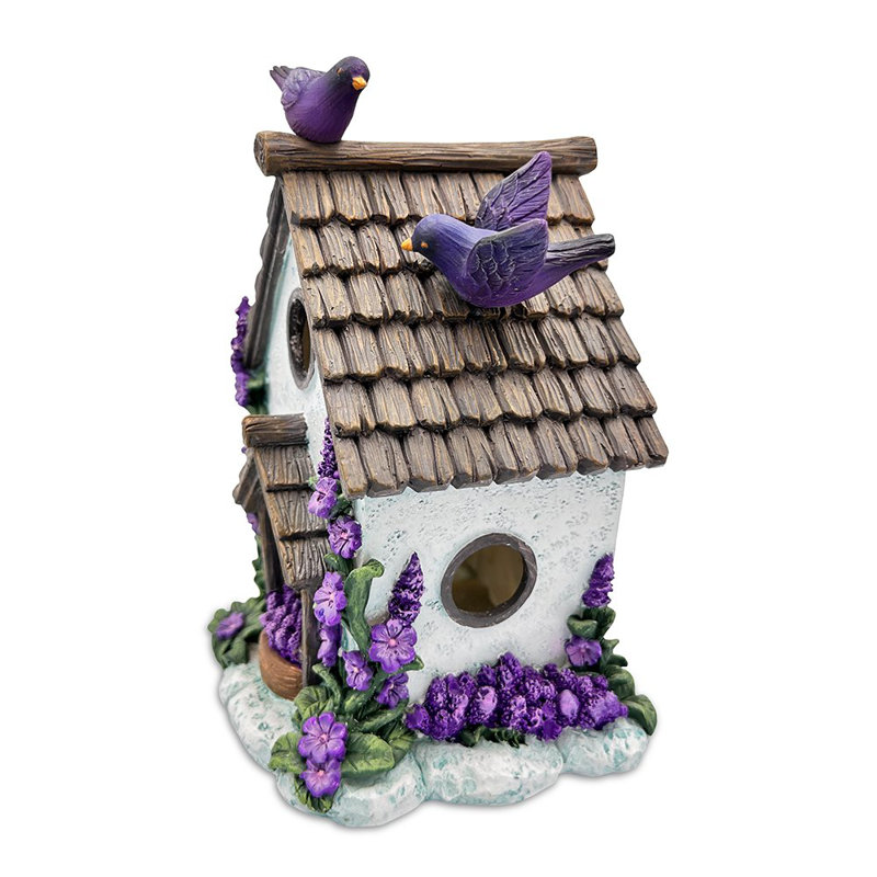 Belle figurine de jardin d'oiseau lavande floral 7 po