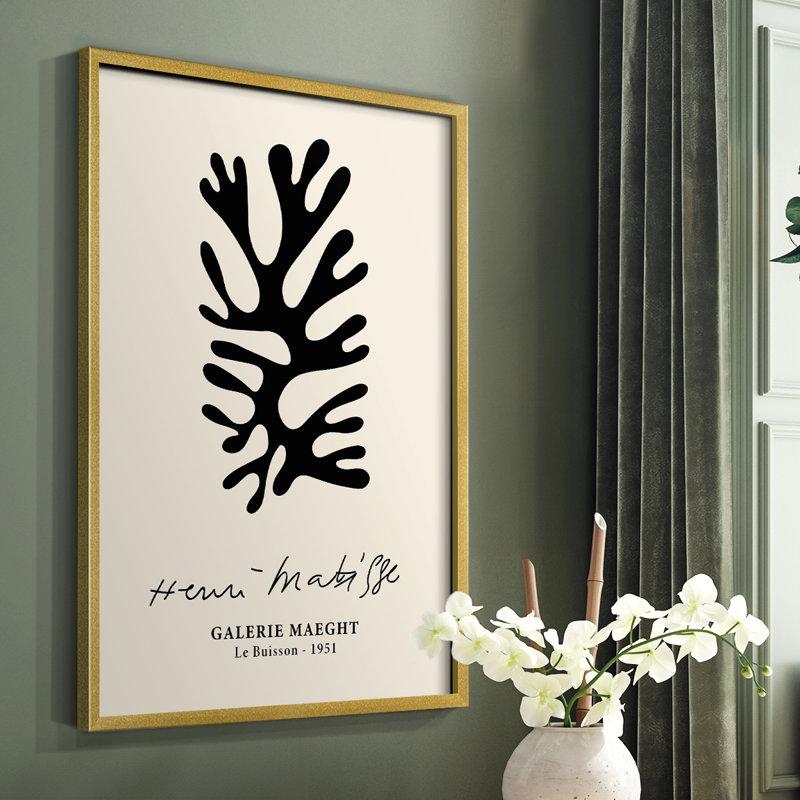 Matisse CXLIX, reproduction encadrée - bois massif, Or, H 28 po x l 22 po