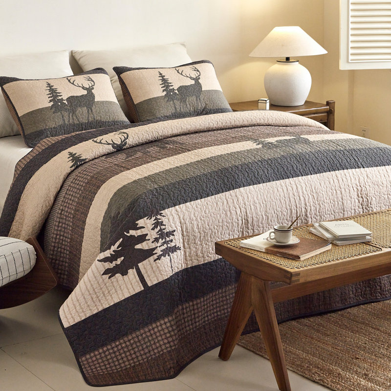 Ensemble de courtepointe 3 pièces Rustic Lodge, King Quilt + 2 Standard Shams